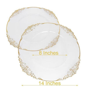13 inch Acrylic Floral Gold Trimming Charger